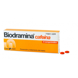 Biodramina cafeina 4 comprimidos.| Farmacia Tuset