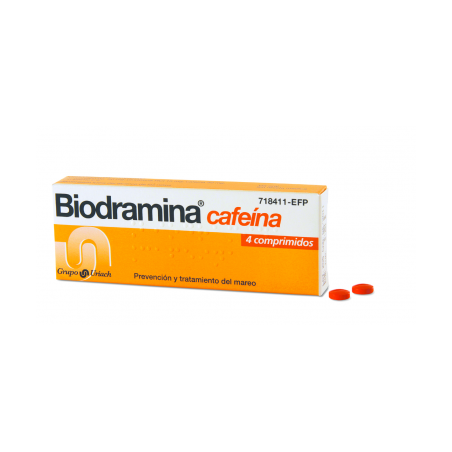 Biodramina cafeina 4 comprimidos.| Farmacia Tuset