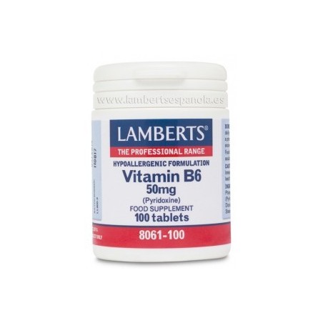 Lamberts Vitamina B6 50 mg 100tabletas| Farmacia Tuset