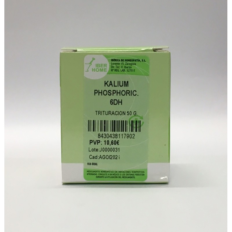 Kalium Phosphoricum 6DH Trituración 50gr.Iberhome | Farmacia Tuset