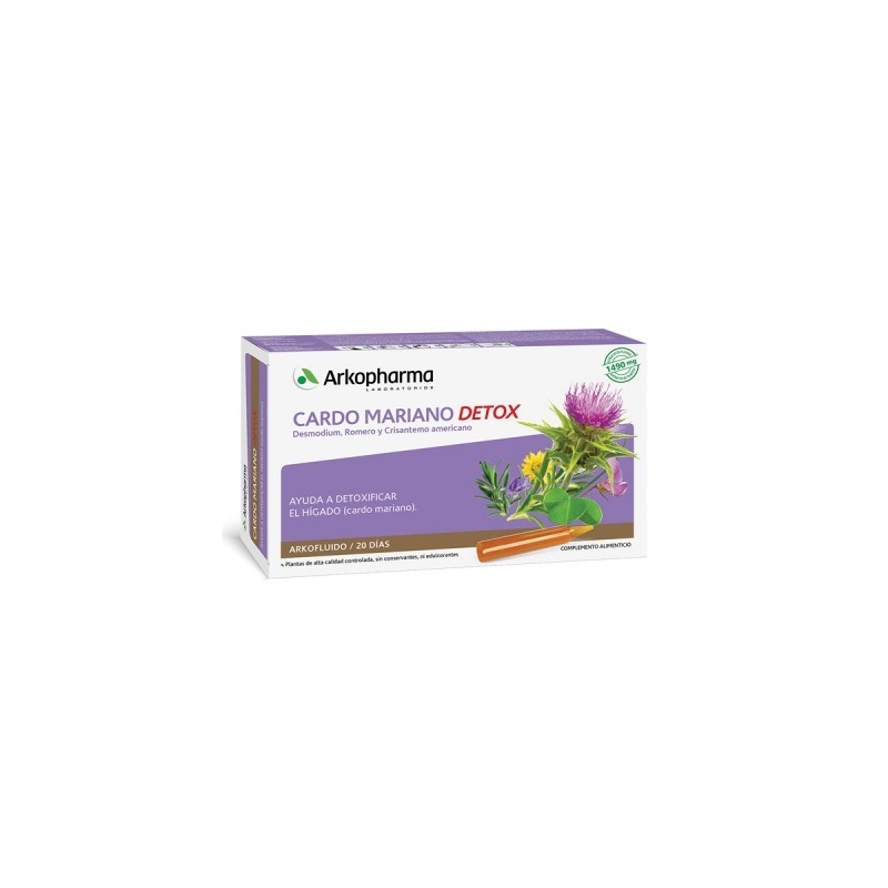 Arkopharma Arkofluido Cardo Mariano Detox (20 ampollas) | Farmacia Tuset