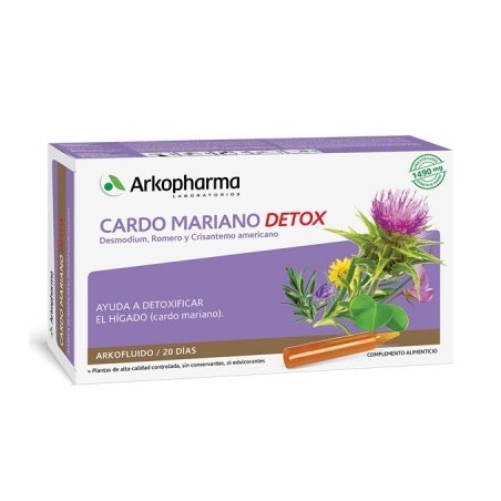 Arkopharma Arkofluido Cardo Mariano Detox (20 ampollas) | Farmacia Tuset