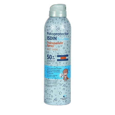 Isdin Pediatrics Fotoprotector Transparent Spray Wet Skin FPS 50 (250 ml) | Farmacia Tuset