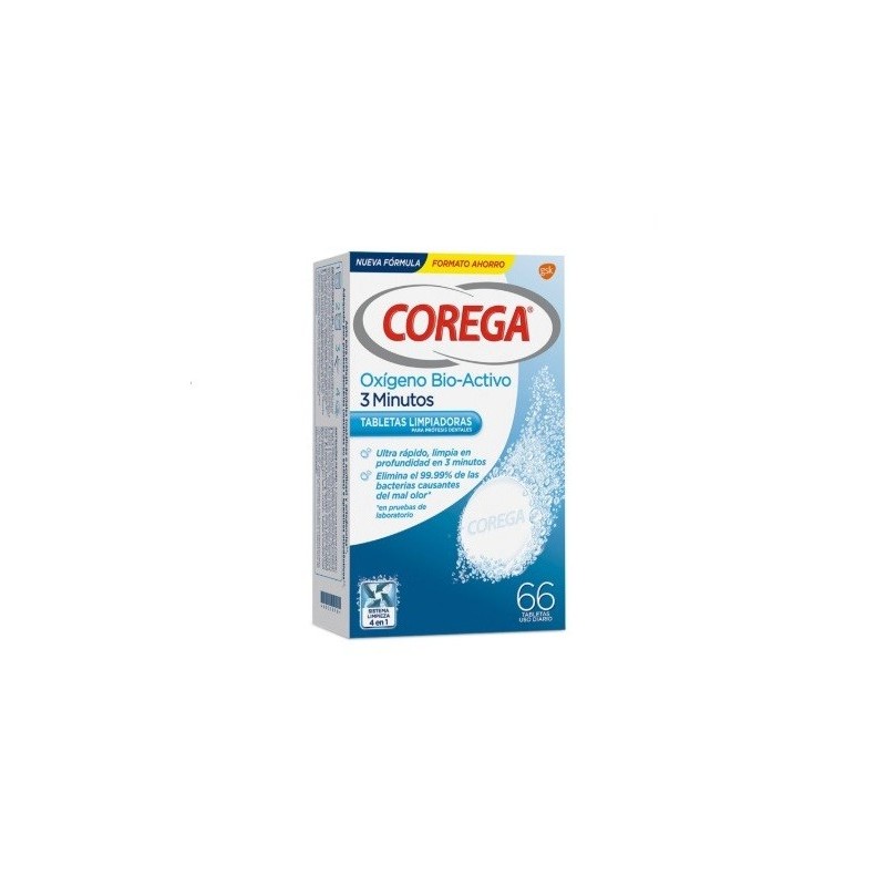 Corega Oxígeno Bio-Activo 3 minutos (66 tabletas) | Farmacia Tuset