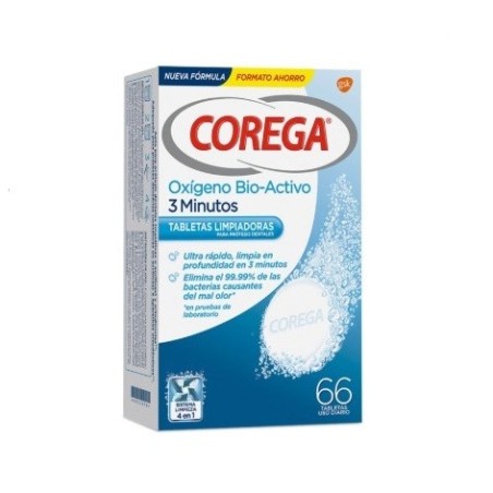 Corega Oxígeno Bio-Activo 3 minutos (66 tabletas) | Farmacia Tuset