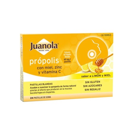 Juanola Própolis Sabor Limón y Miel (24 pastillas blandas) | Farmacia Tuset