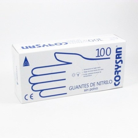 Guantes de Nitrilo Corysan Azul Talla M (100 unid) | Farmacia Tuset