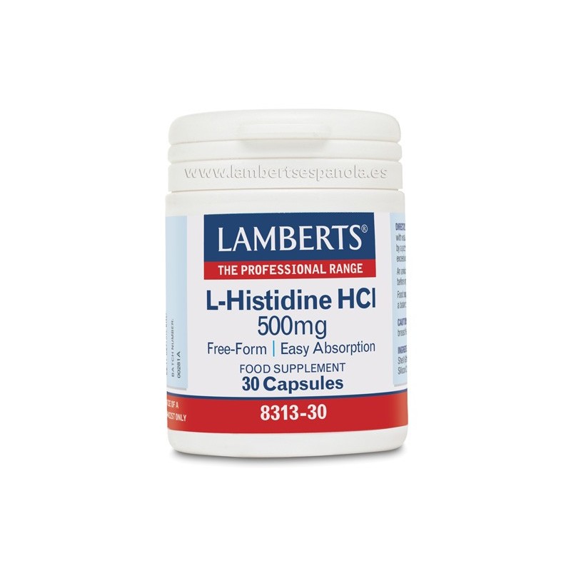 Lamberts L-Histidina HCL 500mg 30 cápsulas| Farmacia Tuset