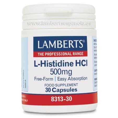 Lamberts L-Histidina HCL 500mg 30 cápsulas| Farmacia Tuset