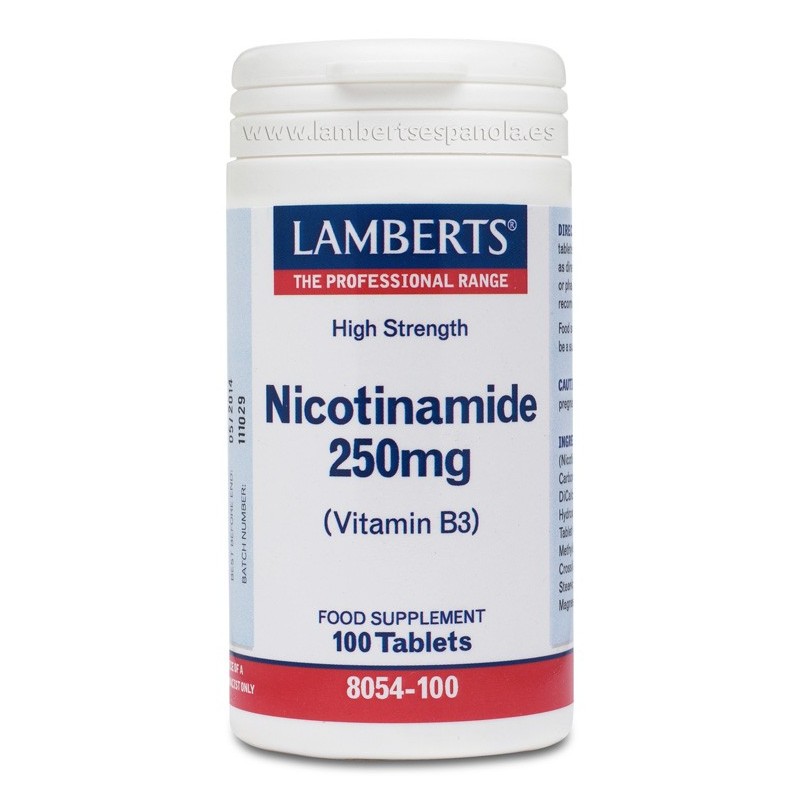 Lamberts Nicotinamida (Vitamina B3) 250mg 60 tabletas| Farmacia Tuset