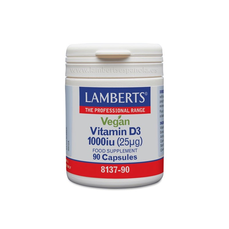 Lamberts Vitamina D3 Vegana 1000UI (25mcg) 90 cápsulas |Farmacia Tuset