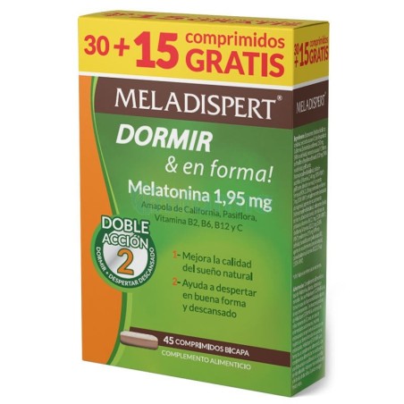 Meladispert Dormir & En Forma Pack Ahorro (30+15 comp) | Farmacia Tuset