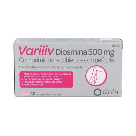 Variliv Diosmina 500mg (30 comprimidos recubiertos) | Farmacia Tuset