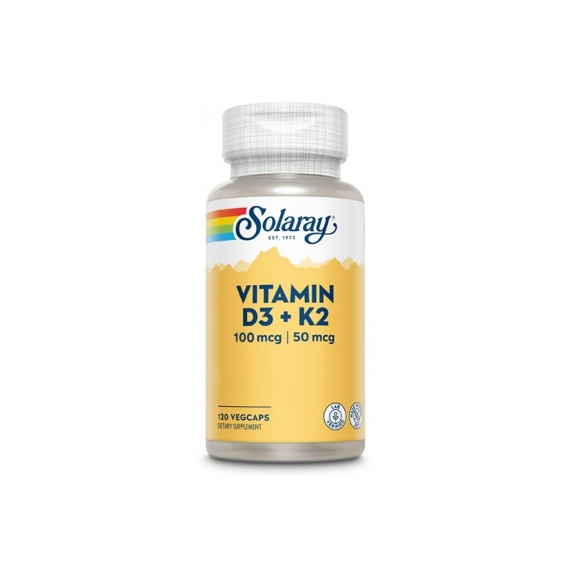 Solaray Vitamina D3+K2 (120 cápsulas) | Farmacia Tuset