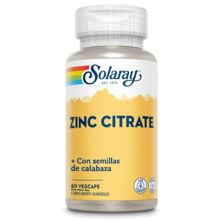 Solaray Zinc Citrate (60 cápsulas) | Farmacia Tuset