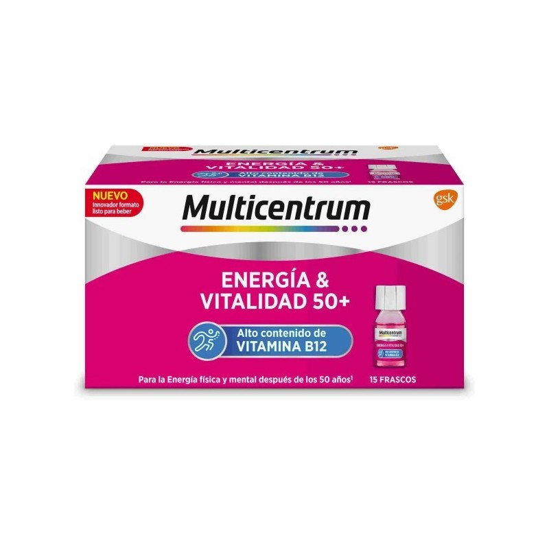 MULTICENTRUM ENERGIA & VITALIDAD 50+ 15 FRASCOS 7 ML SABOR FRAMBUESA