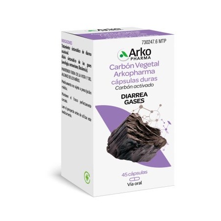 Arkopharma Arkocapsulas Carbón Vegetal (45 cápsulas) | Farmacia Tuset