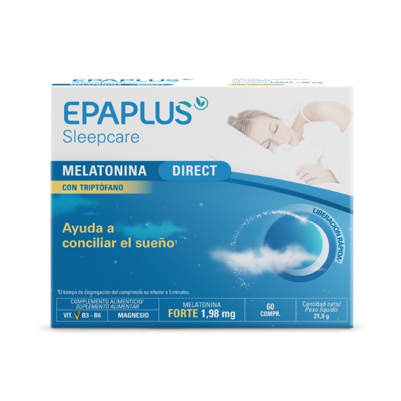 Epaplus Melatonina Direct con Triptófano (60 comp) | Farmacia Tuset